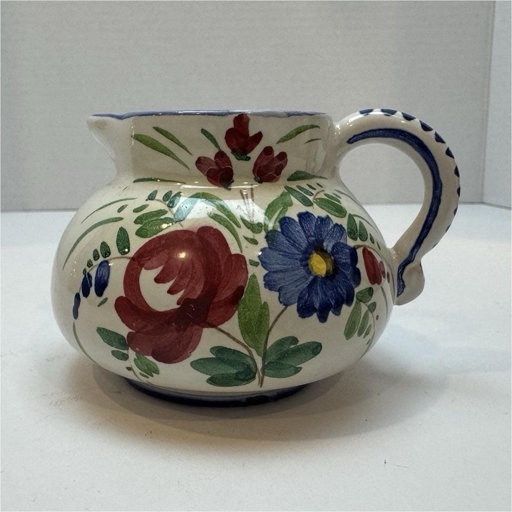 Alfredo A. Santarelli Hand Painted Floral Ceramic Creamer, Italy, 1940's-1950's